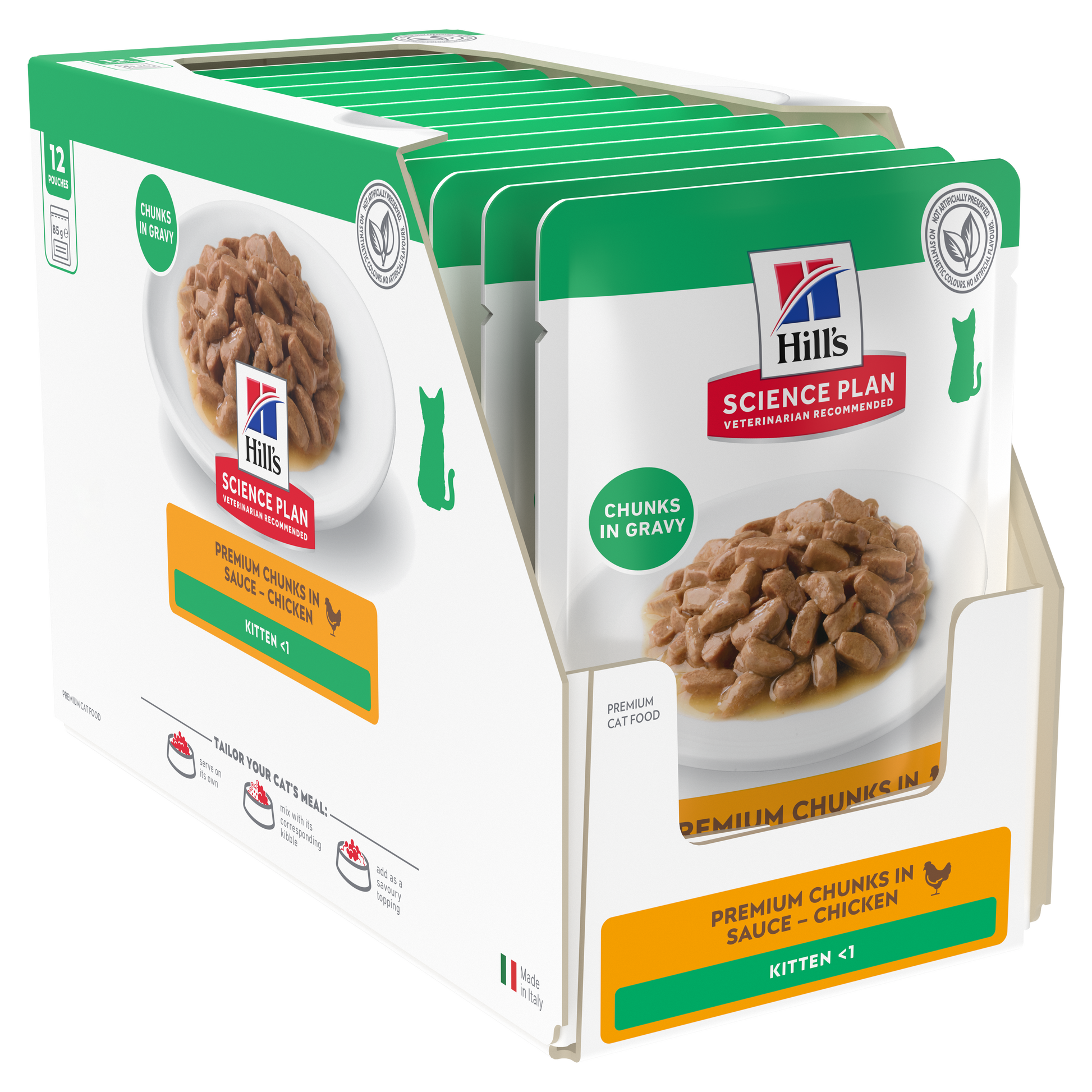Hill’s Science Plan Kitten Wet Cat Food Chicken 12 × 85g box with pouches