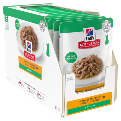 Hill’s Science Plan Kitten Wet Cat Food Chicken 12 × 85g box with pouches