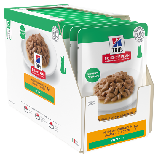Hill’s Science Plan Kitten Wet Cat Food Chicken 12 × 85g box with pouches