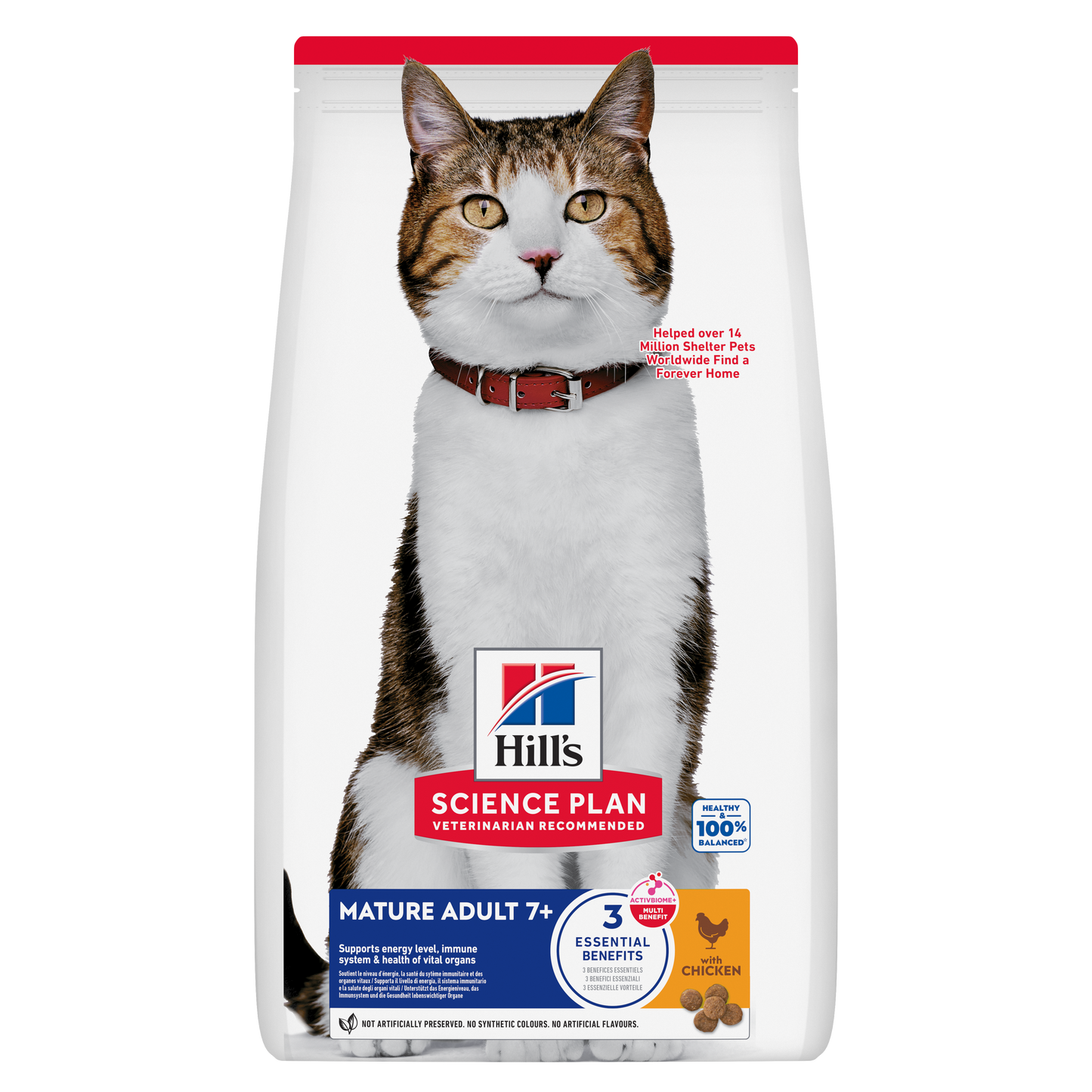 Hill’s Science Plan Mature Adult Dry Cat Food Chicken front pack for cats aged 7+