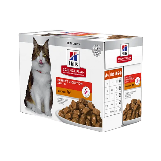 Hill’s Science Plan Perfect Digestion Adult Wet Cat Food Chicken 12 × 85g box with pouches
