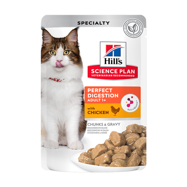 Hill’s Science Plan Perfect Digestion Adult Wet Cat Food Chicken 85g pouch front