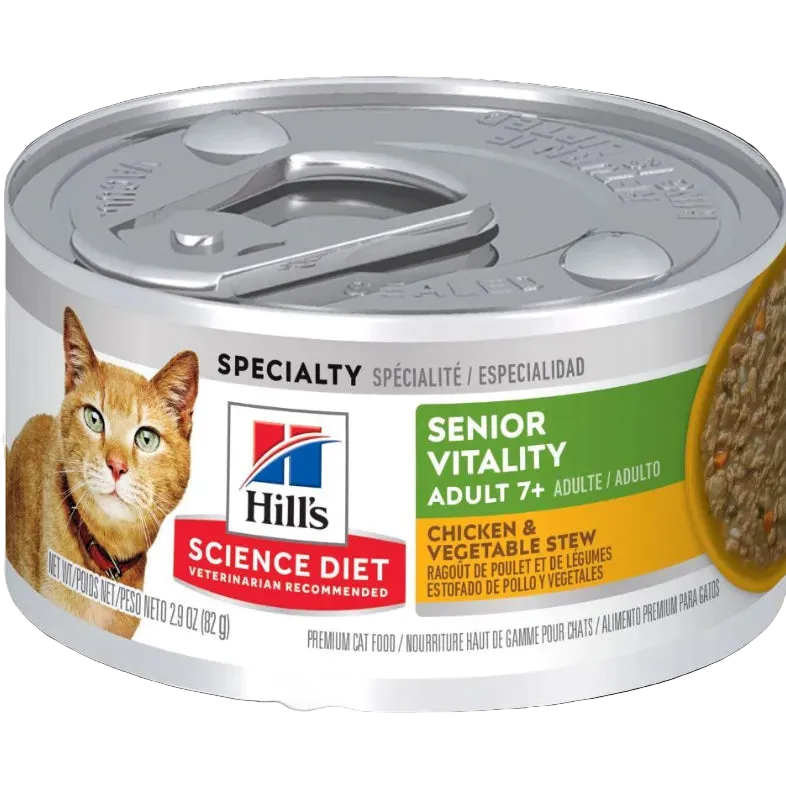 HILL'S SCIENCE PLAN Adult 7+ Senior Vitality Wet Cat Food Chicken and Vegetable Flavour - 82g Stew