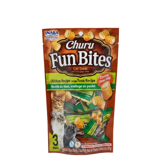 Inaba Churu Fun Bites cat treats chicken recipe with creamy Churu filling