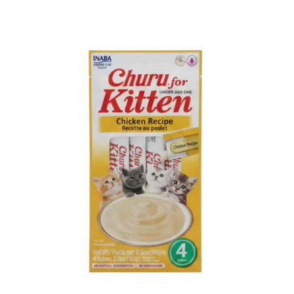 Inaba Churu Kitten Chicken Recipe creamy lickable kitten treats 4 pack front packaging