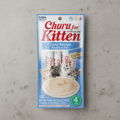 Inaba Churu Kitten Tuna Recipe creamy lickable kitten treats 4 pack front packaging
