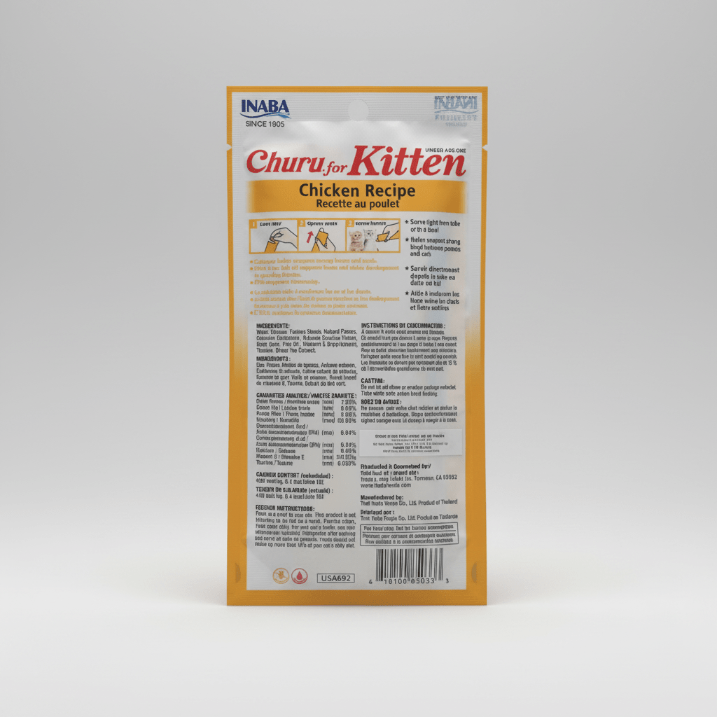 Inaba Churu Kitten Chicken Recipe ingredients feeding guide and nutritional information