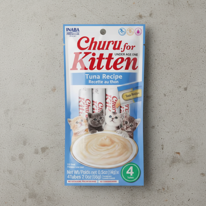Inaba Churu Kitten Tuna Recipe creamy lickable kitten treats 4 pack front packaging