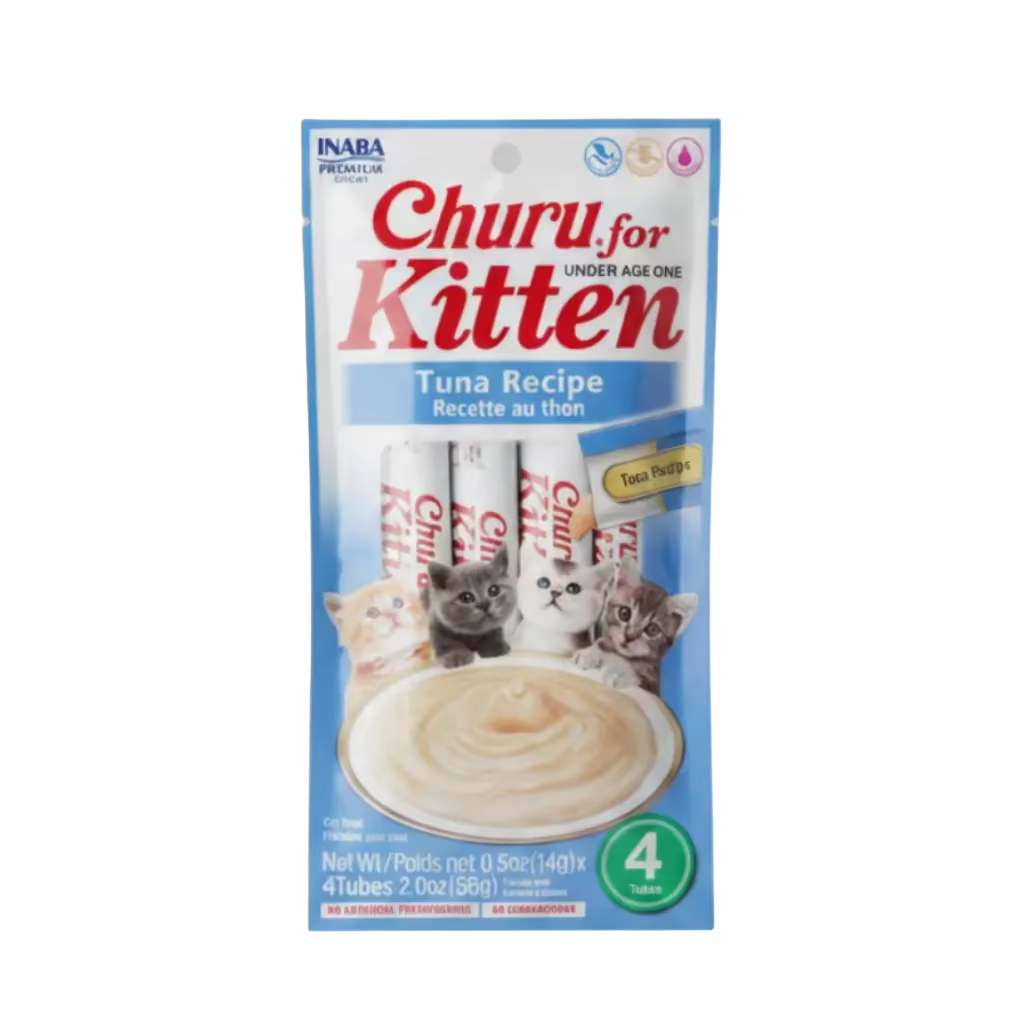 Inaba Churu Kitten Tuna Recipe creamy lickable kitten treats 4 tube pack