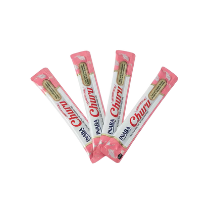 Four Inaba Churu creamy lickable cat treat tubes 