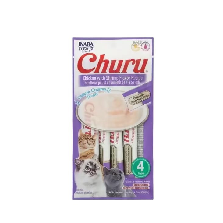 Inaba Churu 4 pack Chicken with shrimp flavour creamy cat treats for picky cats
