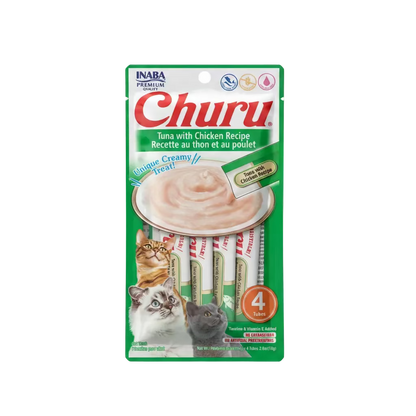 Inaba Churu 4 pack Tuna with Chicken flavour creamy cat treats for picky cats