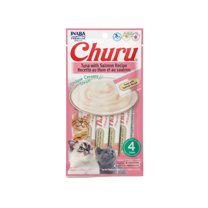 Inaba Churu 4 pack Tuna with Salmon flavour creamy cat treats for picky cats