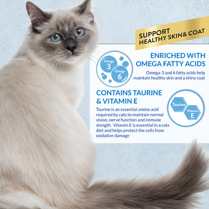 Omega 3 cat treat benefits for healthy skin shiny coat taurine and vitamin E