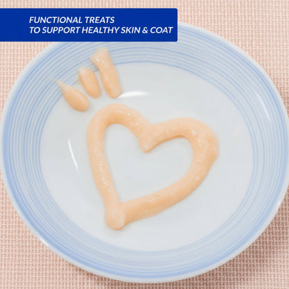 Creamy Inaba Churu Skin and Coat lickable cat treat with omega 3 support
