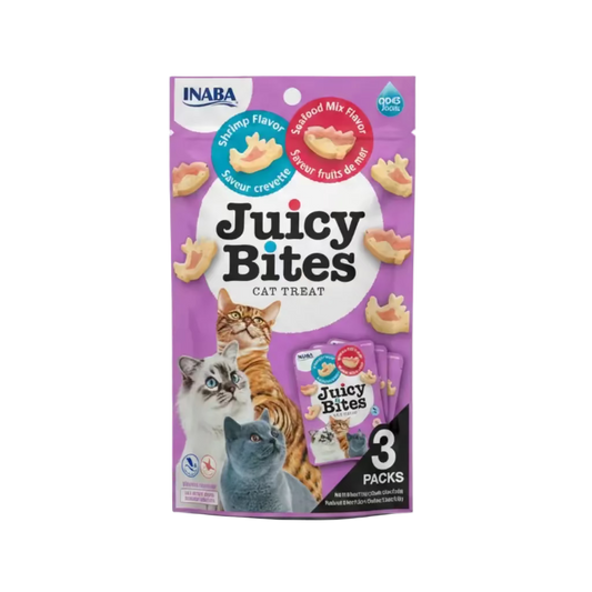 Inaba Juicy Bites soft cat treats shrimp and seafood flavours 3 pack