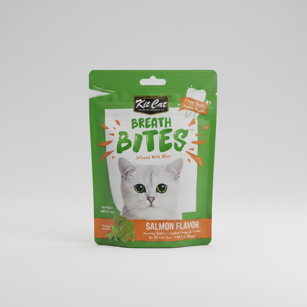 Kit Cat Breath Bites salmon flavor cat treat package