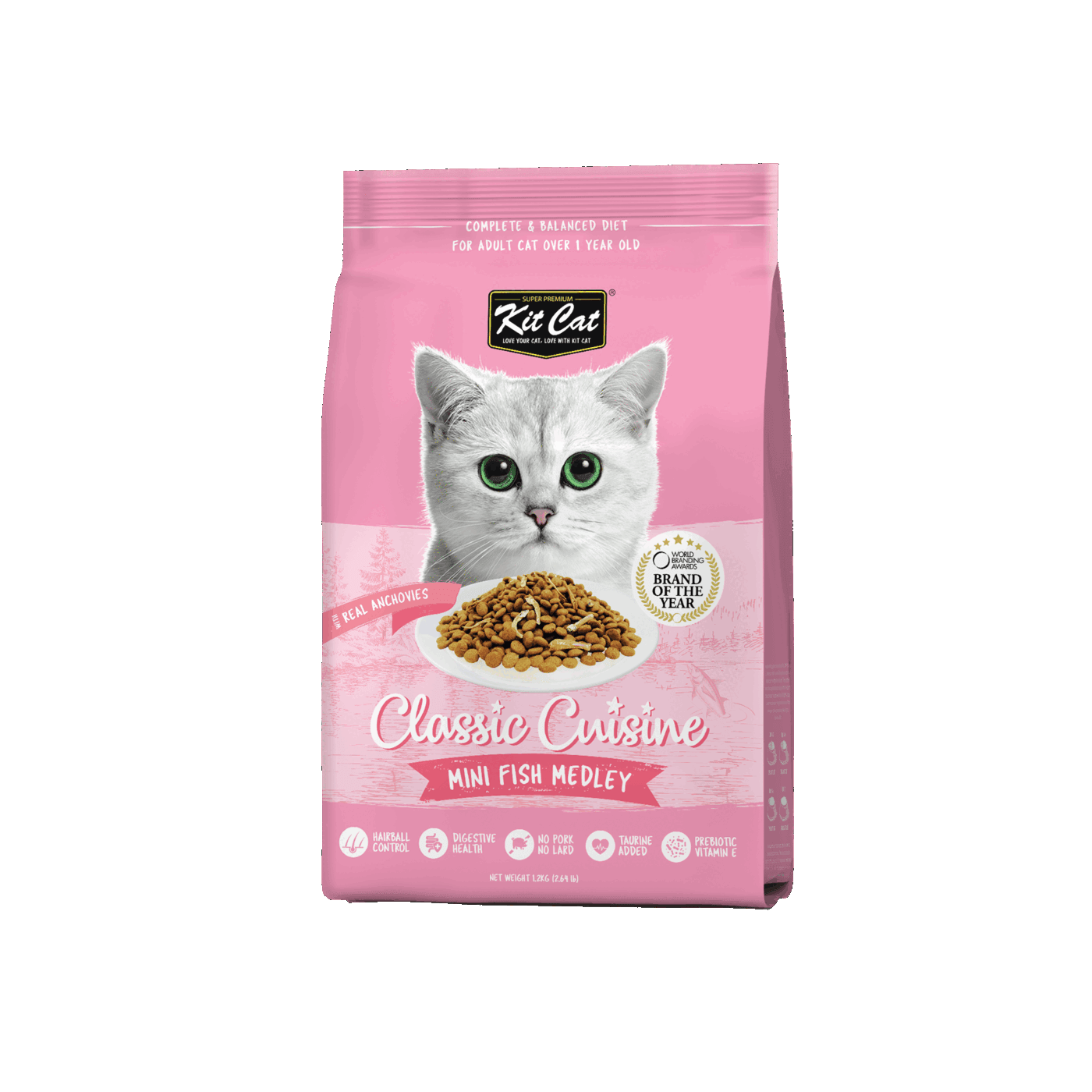 Kit Cat Classic Cuisine Mini Fish Medley dry cat food 1.2kg front pack