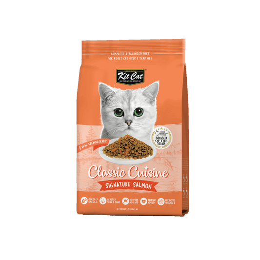 Kit Cat Classic Cuisine Signature Salmon 1.2kg dry cat food front packshot