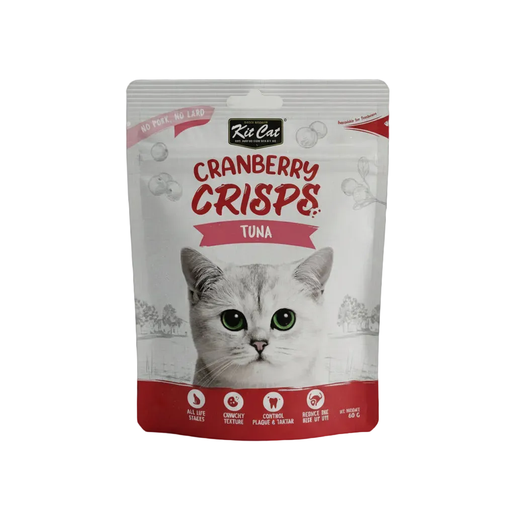 Kit Cat Cranberry Crisps tuna cat treats 60g front pouch