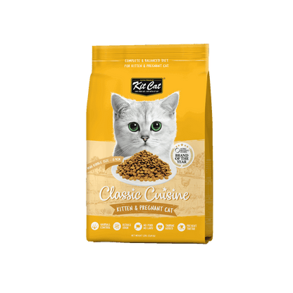 Kit Cat Classic Cuisine Kitten and Pregnant 1.2kg dry cat food front packshot