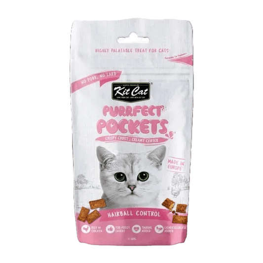 Hairball Control cat treats pouch, Kit Cat Purrfect Pockets (pink)