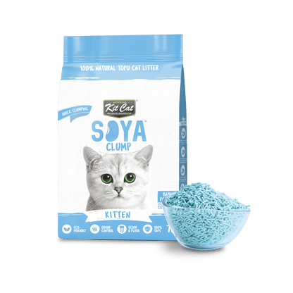 Kit Cat Soya Clump Baby Powder Kitten 7L cat litter pack with blue soya litter pellets
