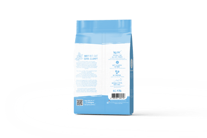 Back of Kit Cat Soya Clump Baby Powder Kitten 7L cat litter pack showing product details