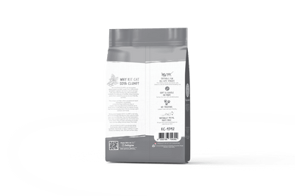 Back of Kit Cat Soya Clump Charcoal 7L cat litter pack showing product details