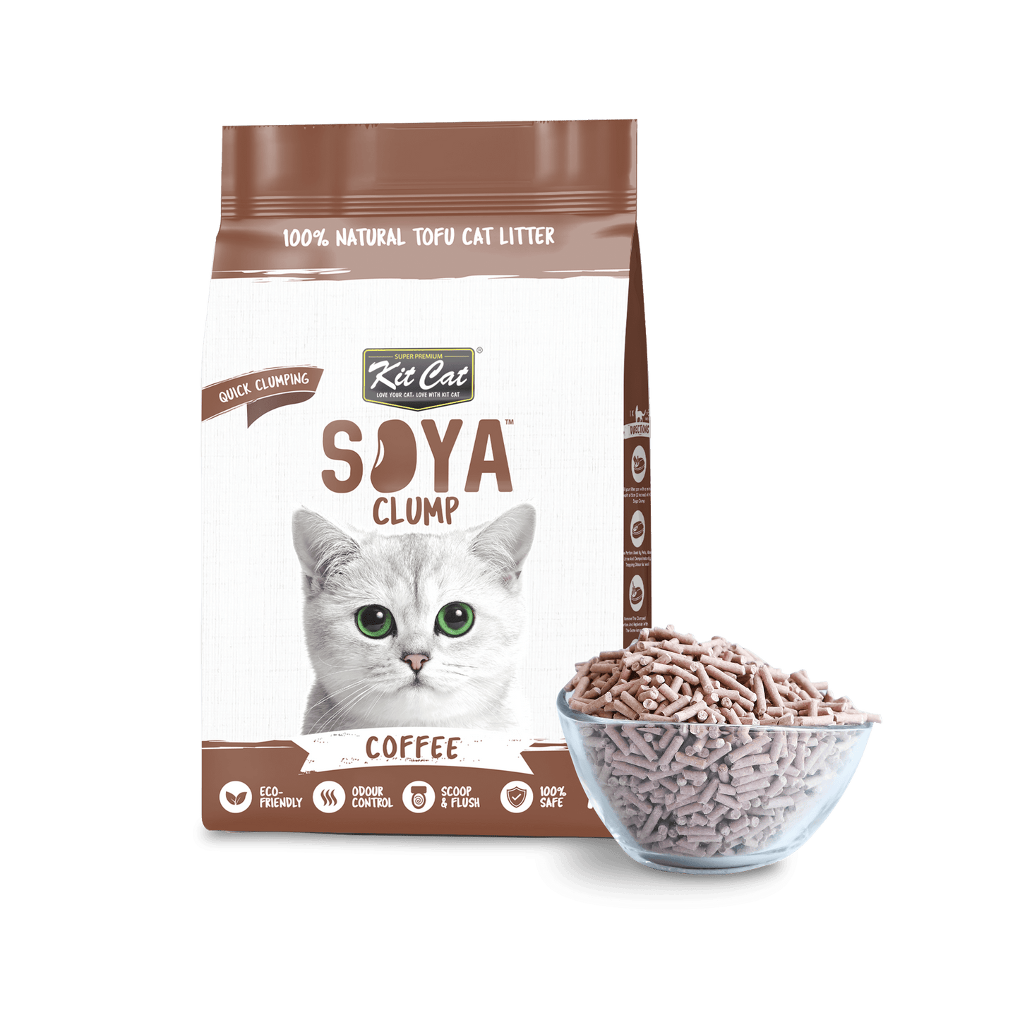 Kit Cat Soya Clump Coffee 7L quick clumping tofu cat litter