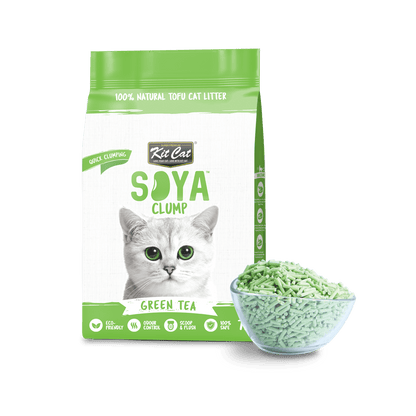 Kit Cat Soya Clump Green Tea 7L cat litter pack with green soya litter pellets