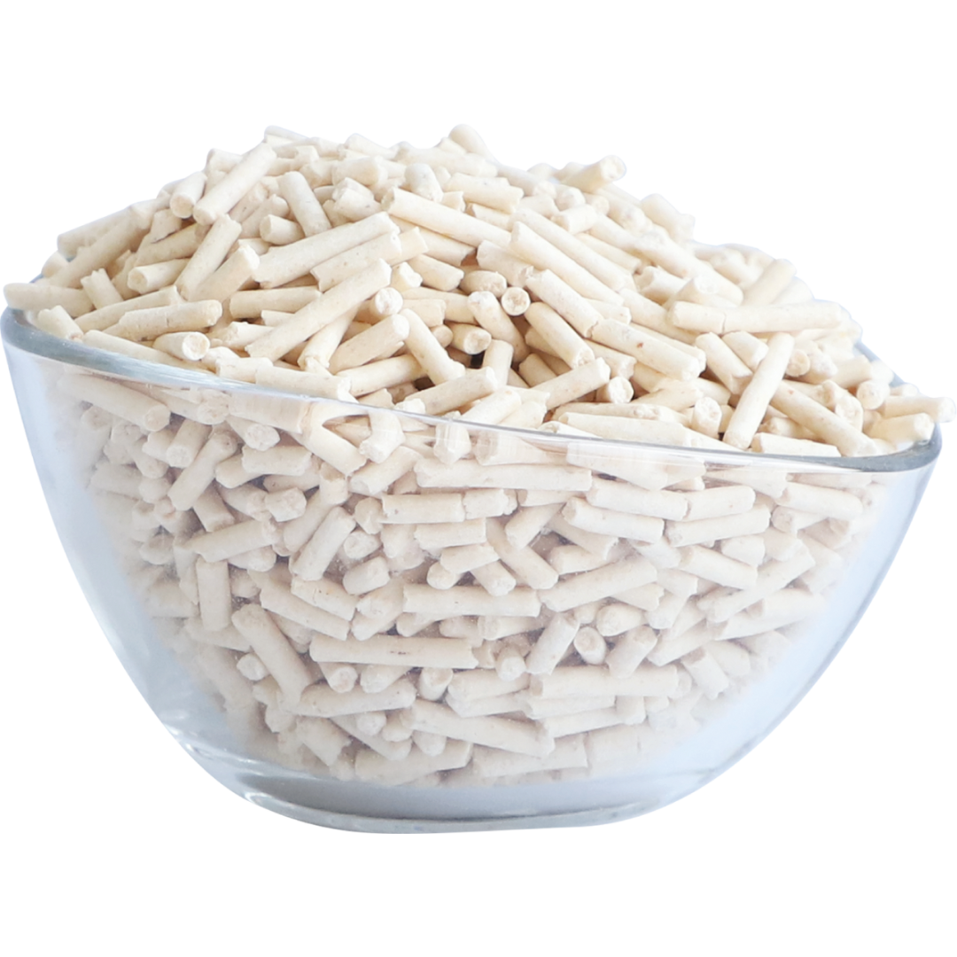 Kit Cat Soya Clump Original tofu cat litter pellets in a glass bowl