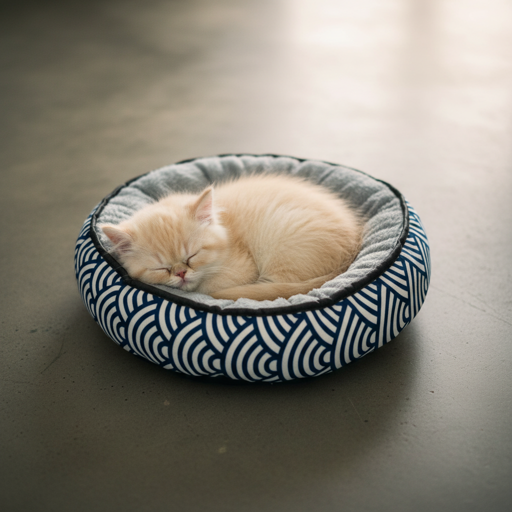 The Little Boss’ Bed | Reversible Plush Kitten Bed
