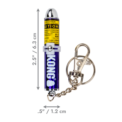 KONG Laser Cat Toy with keychain clip showing dimensions of 6.3 cm length and 1.2 cm width.