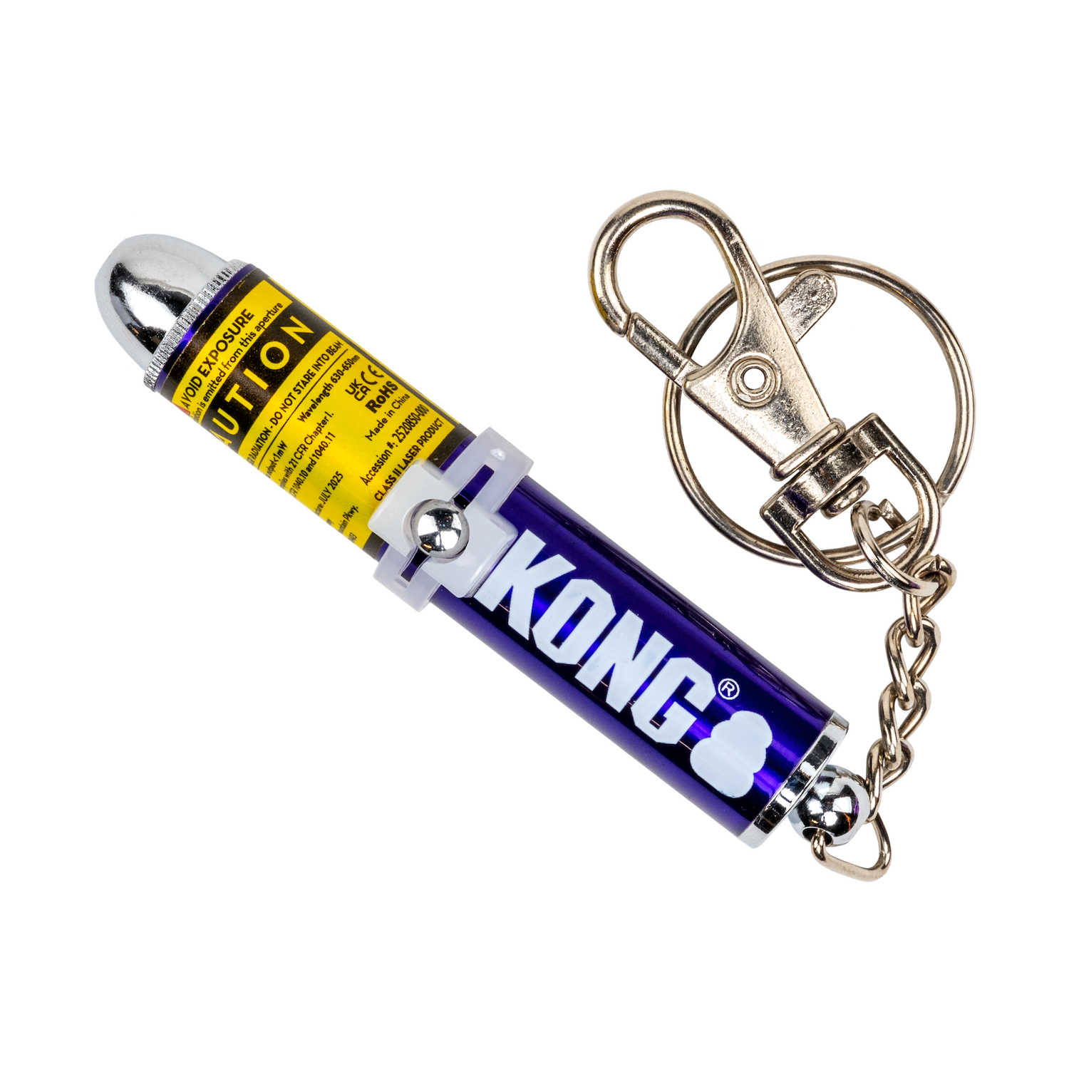 KONG Laser Cat Toy with metal keychain clip and compact handheld laser pointer design.