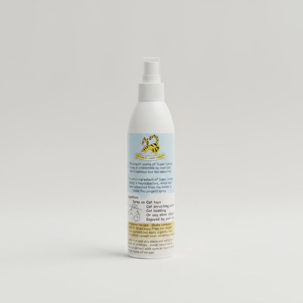Back of Kunduchi pet products catnip spray 250ml bottle