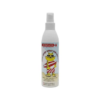 Kunduchi pet product catnip spray for cats  bottle with cartoon cat design 
