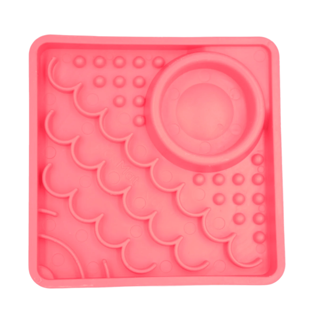 LickiMat® Kitty slow feeder for kittens in pink, with raised lick nubs and circular dish