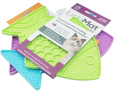 LickiMat Felix fish-shaped slow feeder enrichment mat for cats