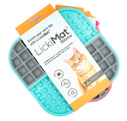 LickiMat Slomo slow feeder for cats with separate wet food and dry food feeding zones