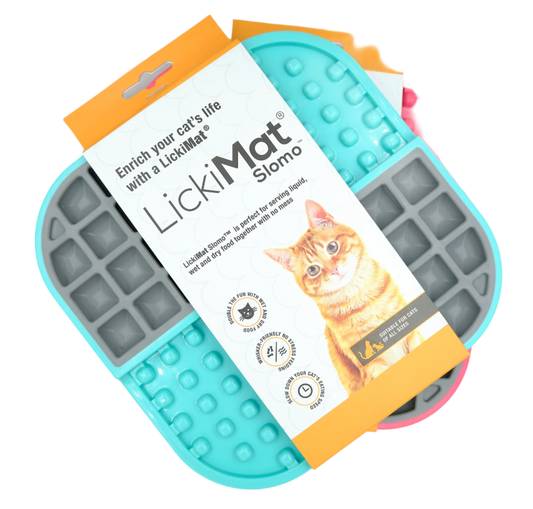 LickiMat Slomo slow feeder for cats with separate wet food and dry food feeding zones