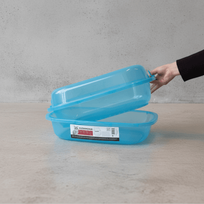 Blue nested litter tray set, 4-piece Alexandria pans with carry handles