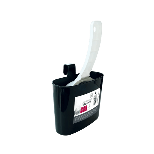 M-PETS cat litter scoop and holder in black and white