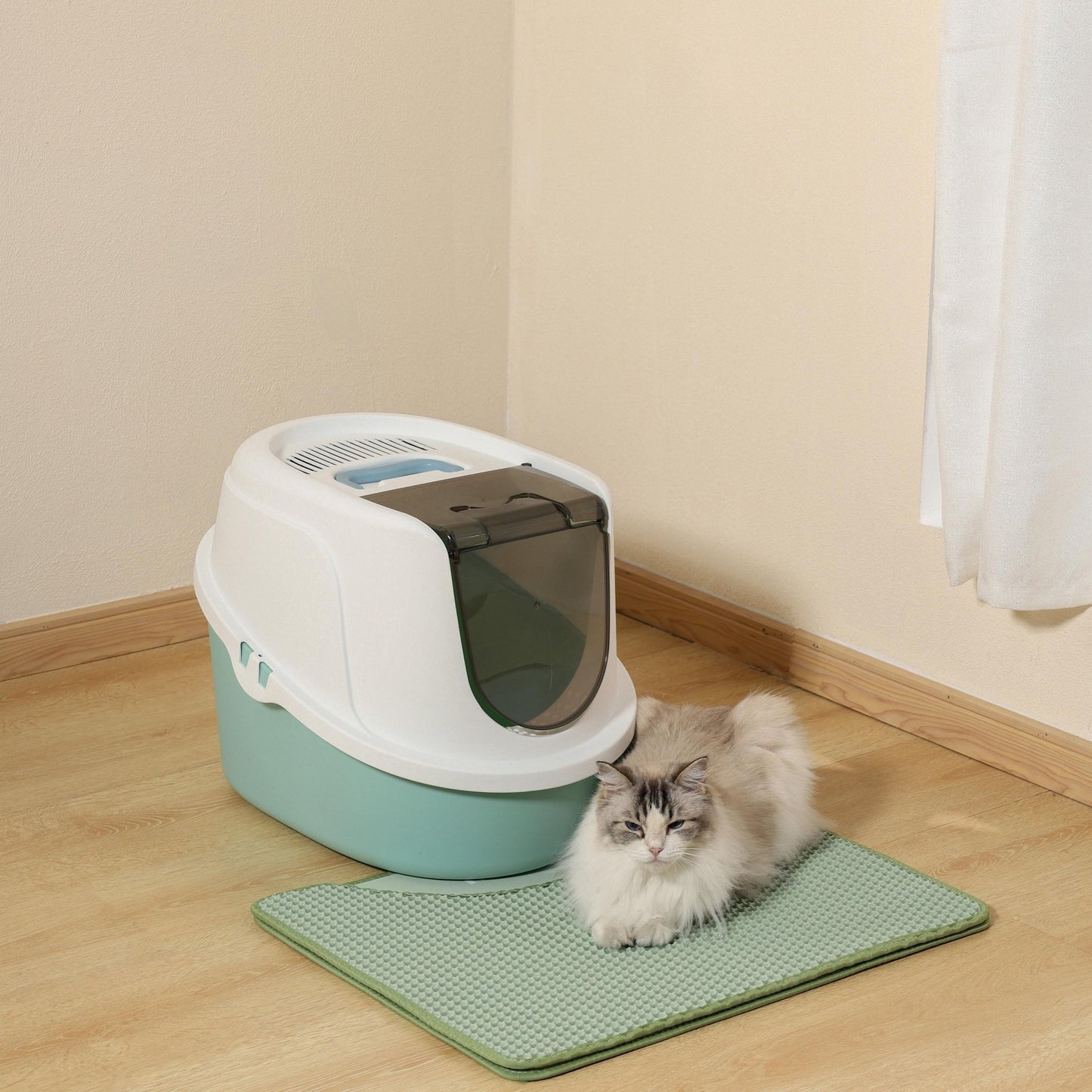 M-PETS Duplex green litter mat showing the double-layer litter-trapping design