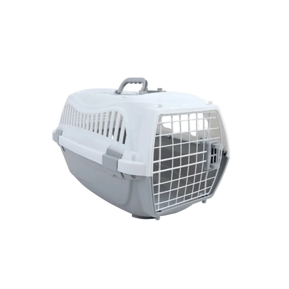 M-PETS Giro Carrier showing carry handle, front door and ventilated plastic body