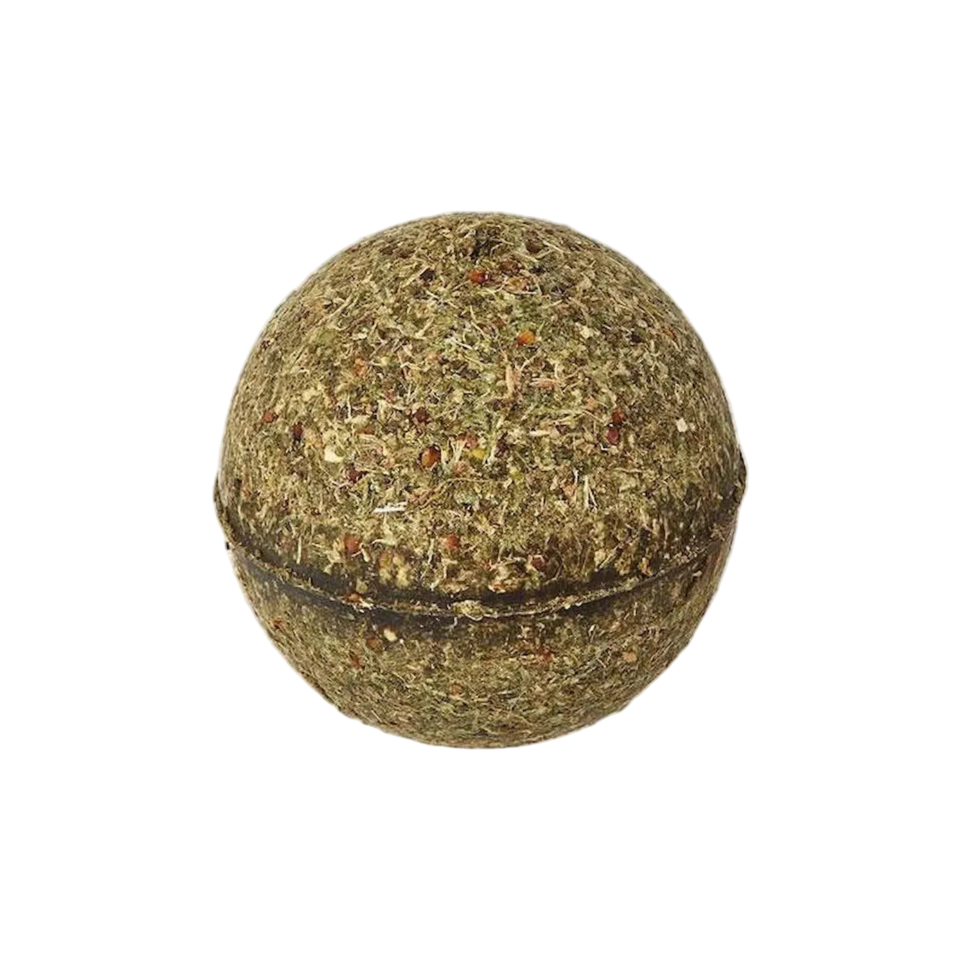 Close-up of Pawbreakers Original solid catnip ball made from natural catnip