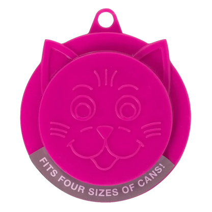 Petmate Kitty Caps pink pet food can topper with cat face design