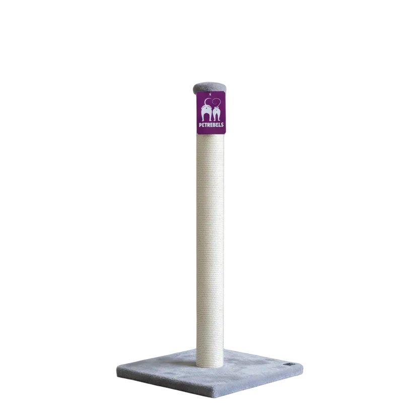 PetRebels Maine 90 grey cat scratching post with square base and tall vertical scratching pole