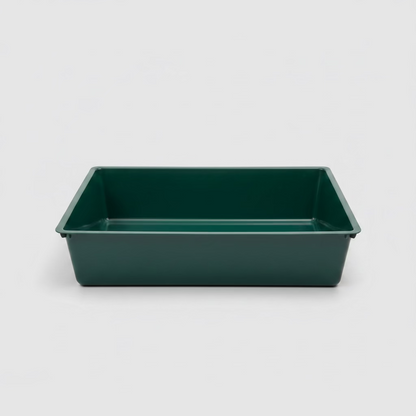 Green plastic litter tray for kittens and adult cats