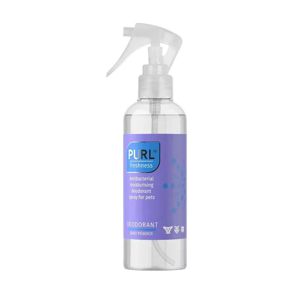 PURL Freshness Deodorant Spray 200ml Original Baby Powder bottle for dogs and cats